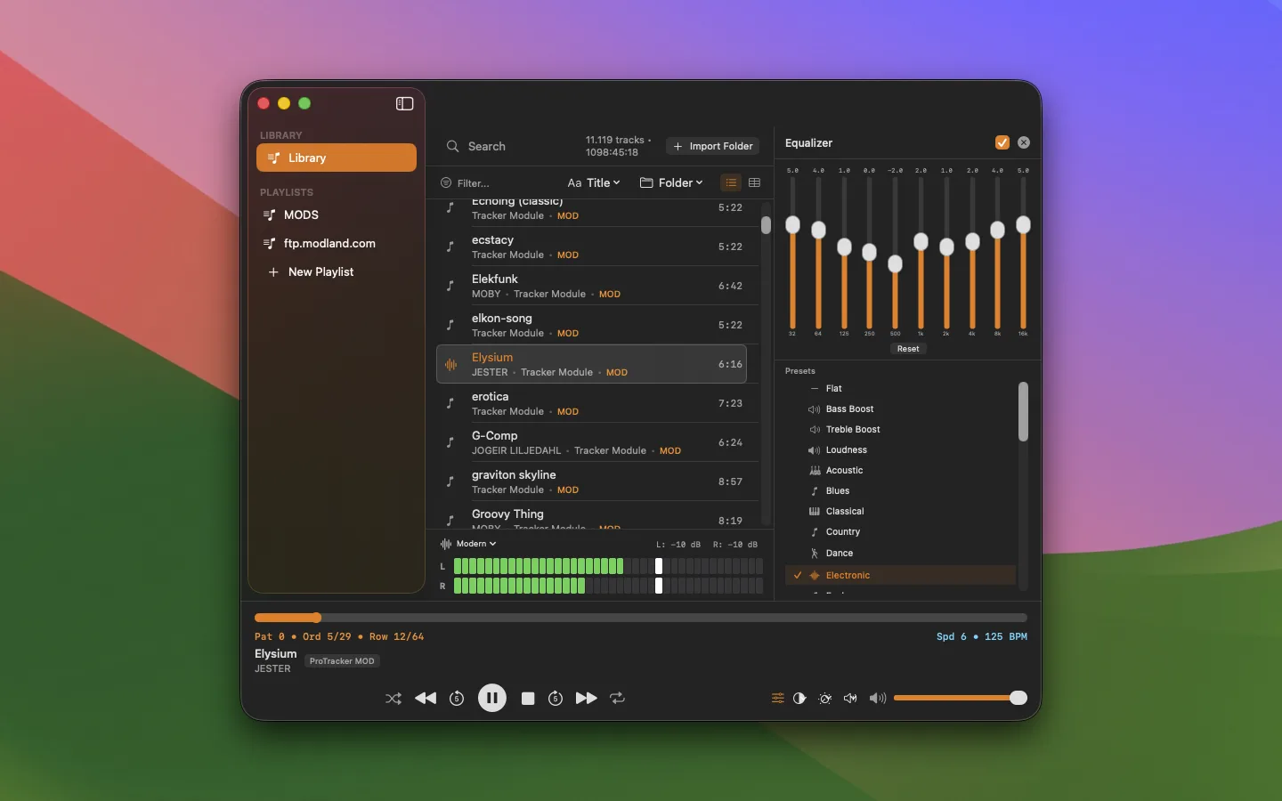Empiria 10-band equalizer with the Electronic preset